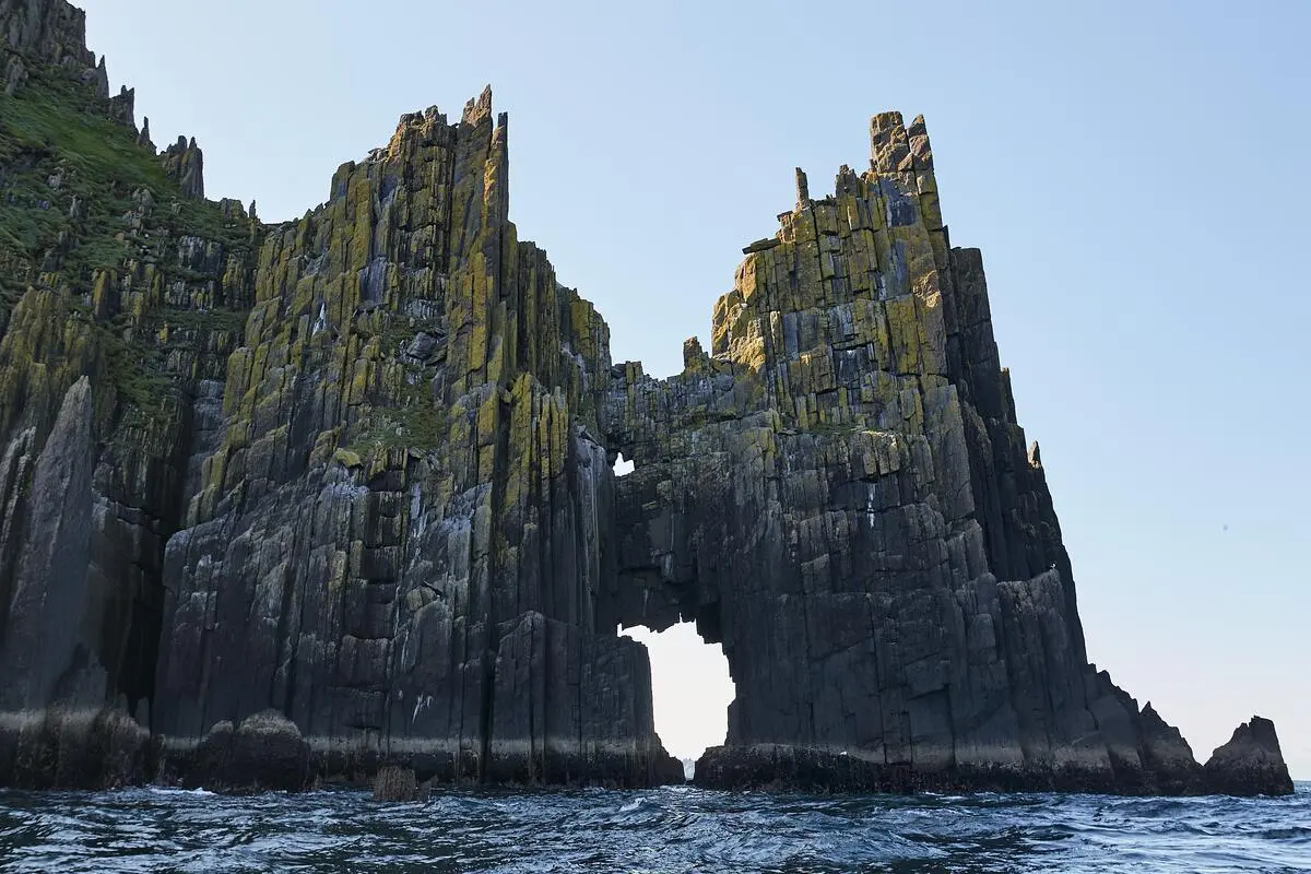 Sea stacks and a rock arch off the Blasket Islands in County Kerry