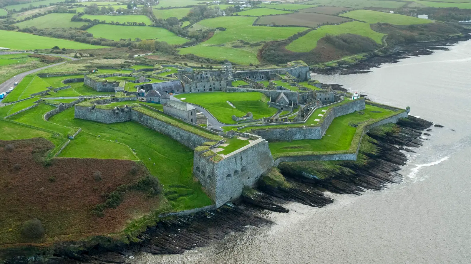 The star-shaped walls of Charles Fort on the headland above Kinsale harbour